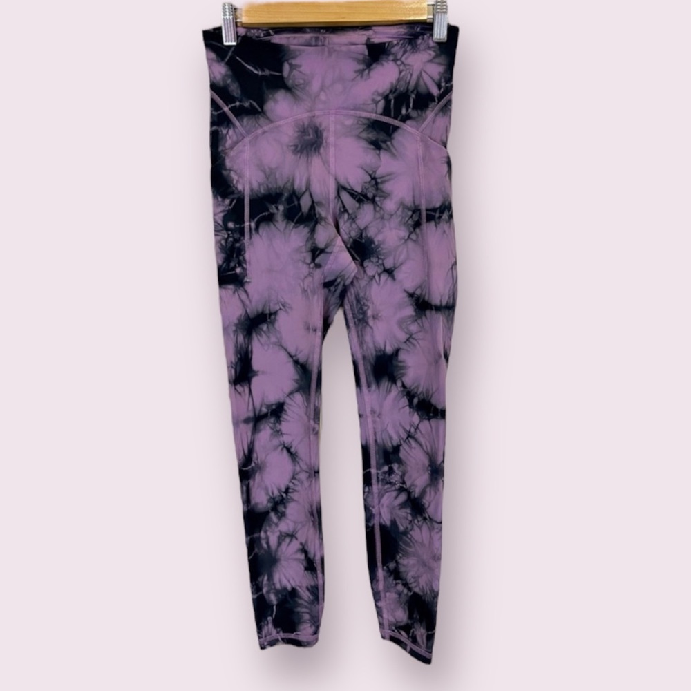 LULULEMON Purple Tie Dye Power Thru 25" High-Rise Leggings size 4 Flawless!